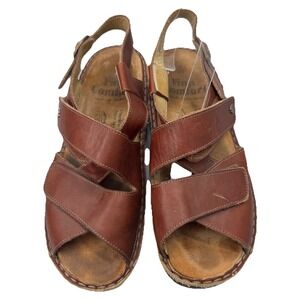 Finn Comfort Sandals Womens Size 39 Brown Slingback Hook & Loop Made in Germany